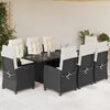 vidaXL 9 Piece Garden Dining Set with Cushions Black Poly Rattan