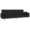 vidaXL 2-Seater Sofa Bed with Two Pillows Black Fabric