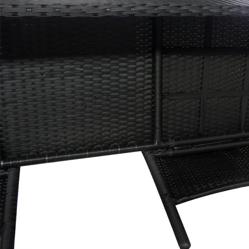 vidaXL 2-Seater Garden Sofa with Tea Table Poly Rattan Black
