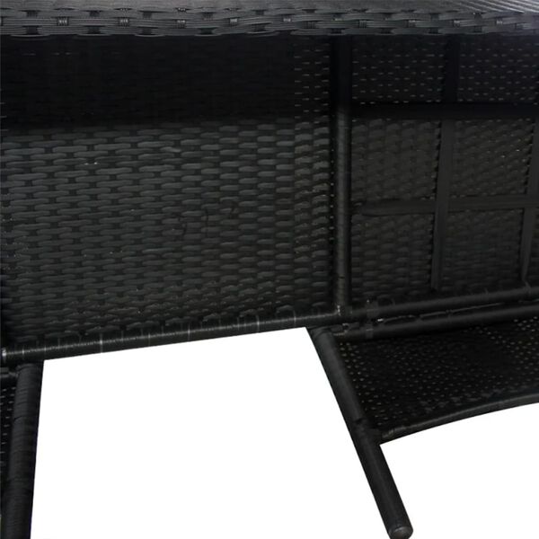 vidaXL 2-Seater Garden Sofa with Tea Table Poly Rattan Black