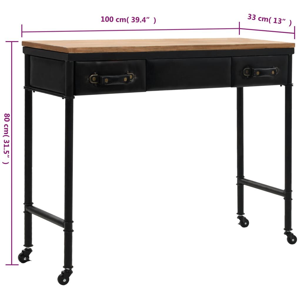 vidaXL Console Table with Castors 100x33x80 cm Solid Wood Fir