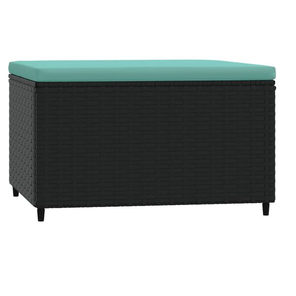 vidaXL Garden Footrest with Cushion Black Poly Rattan
