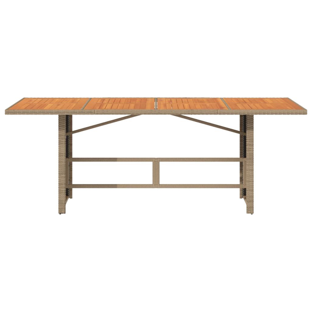 vidaXL Garden Table with Acacia Wood Top Beige 190x80x74 cm Poly Rattan