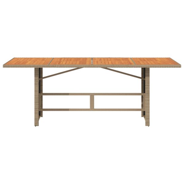 vidaXL Garden Table with Acacia Wood Top Beige 190x80x74 cm Poly Rattan