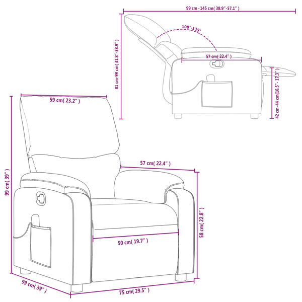 vidaXL Massage Recliner Chair Dark Green Fabric