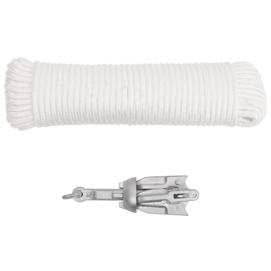 vidaXL Folding Anchor with Rope Silver 0.7 kg Hot Dip Galvanized Cast Iron
