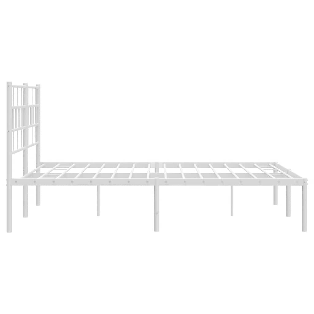 vidaXL Metal Bed Frame without Mattress with Headboard White 135x190cm