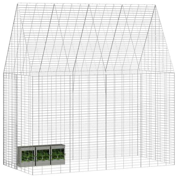 vidaXL Rabbit Cage Silver 200 x 100 x 210 cm Galvanised Steel