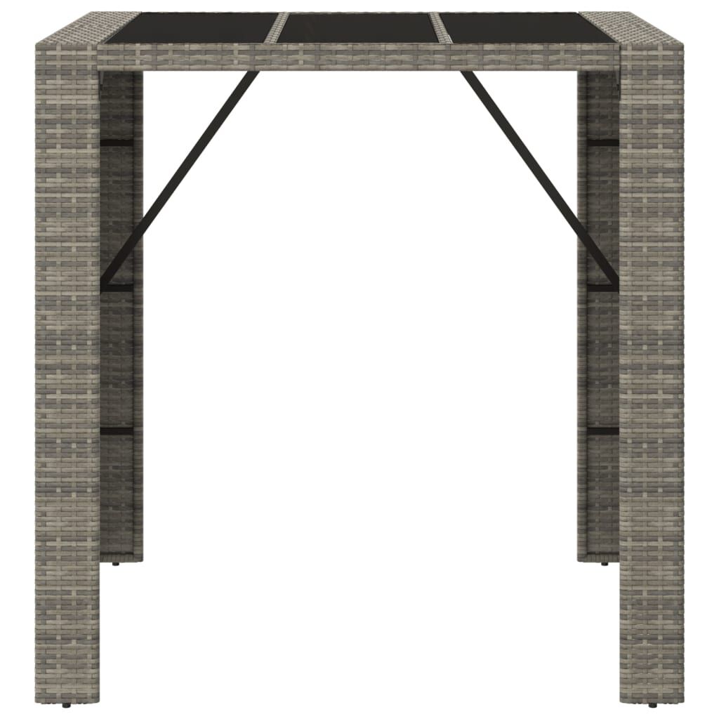 vidaXL Bar Table with Glass Top Grey 105x80x110 cm Poly Rattan