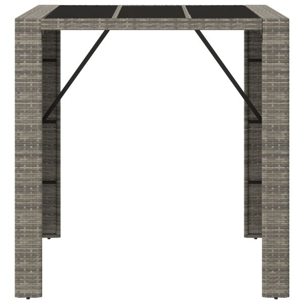 vidaXL Bar Table with Glass Top Grey 105x80x110 cm Poly Rattan