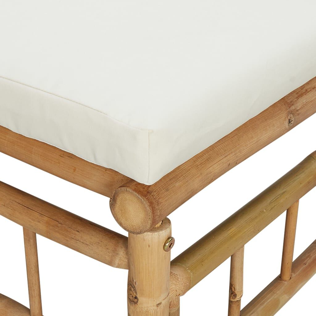 vidaXL Garden Footstool with Cream White Cushion Bamboo