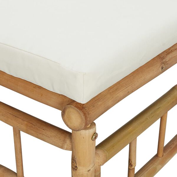 vidaXL Garden Footstool with Cream White Cushion Bamboo