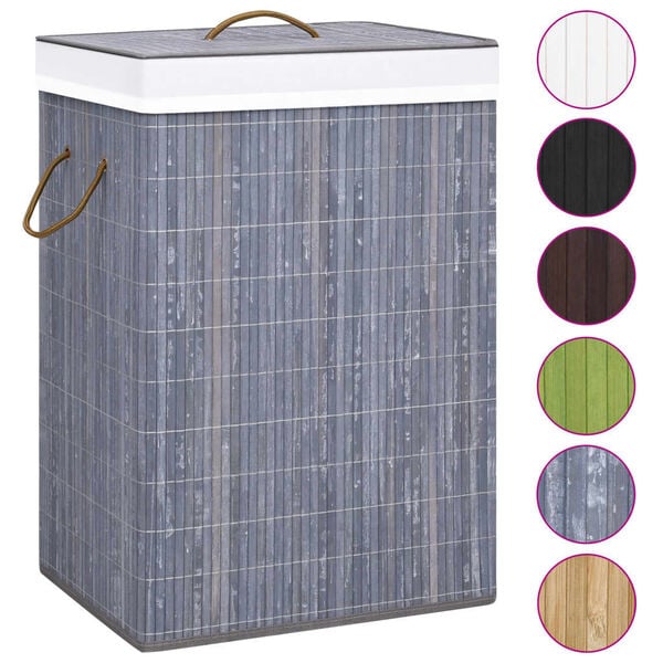 vidaXL Bamboo Laundry Basket Grey 72 L