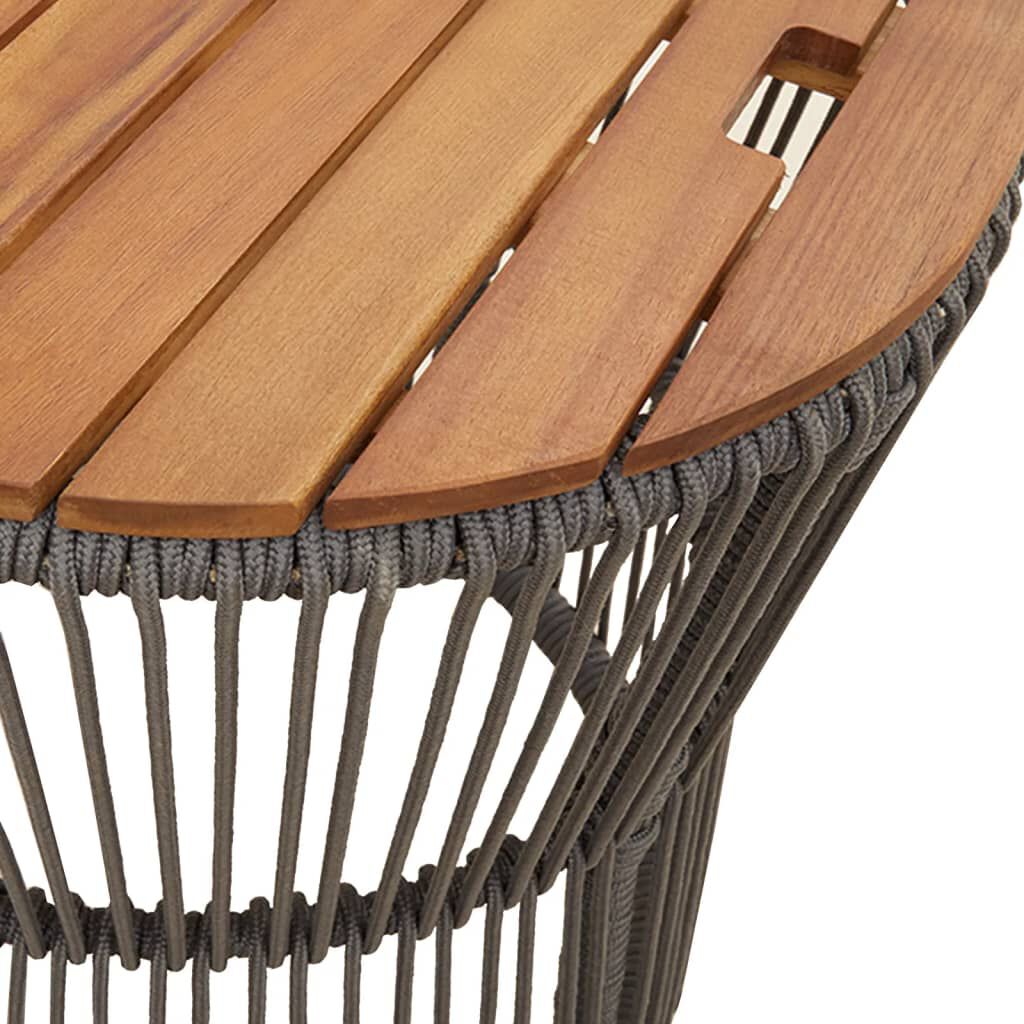 vidaXL Garden Side Tables 2 pcs with Wooden Top Grey Poly Rattan