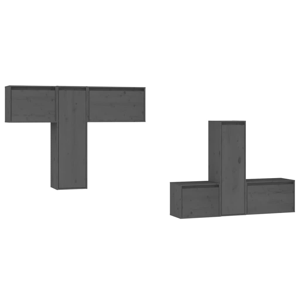 vidaXL TV Cabinets 6 pcs Grey Solid Wood Pine