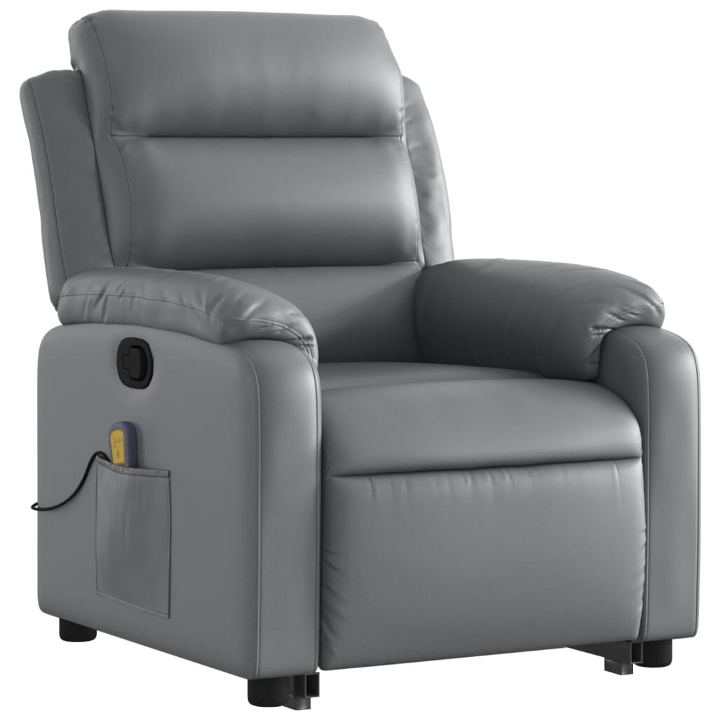vidaXL Stand up Massage Recliner Chair Grey Faux Leather