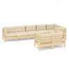 vidaXL 8 Piece Garden Lounge Set with Cream Cushions Solid Pinewood