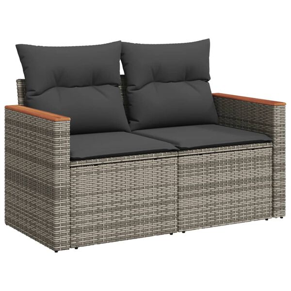 vidaXL 10 Piece Garden Sofa Set with Cushions Grey Poly Rattan