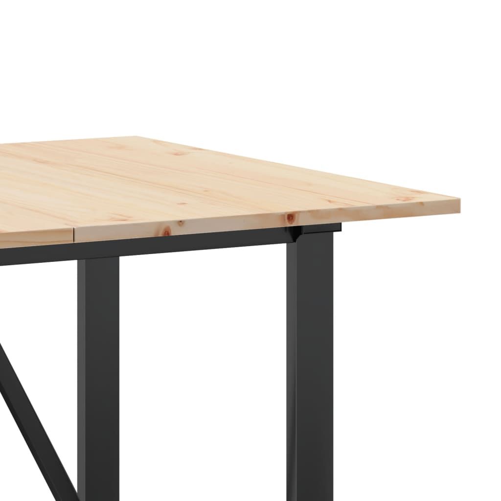 vidaXL Dining Table O-Frame 160x80x75 cm Solid Wood Pine and Steel