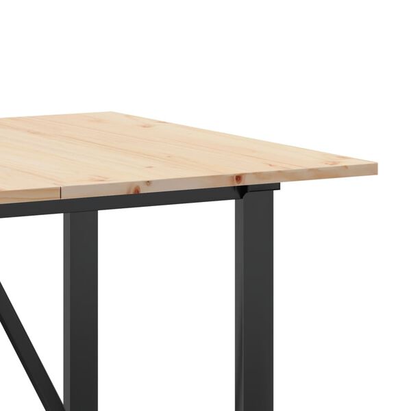 vidaXL Dining Table O-Frame 160x80x75 cm Solid Wood Pine and Steel