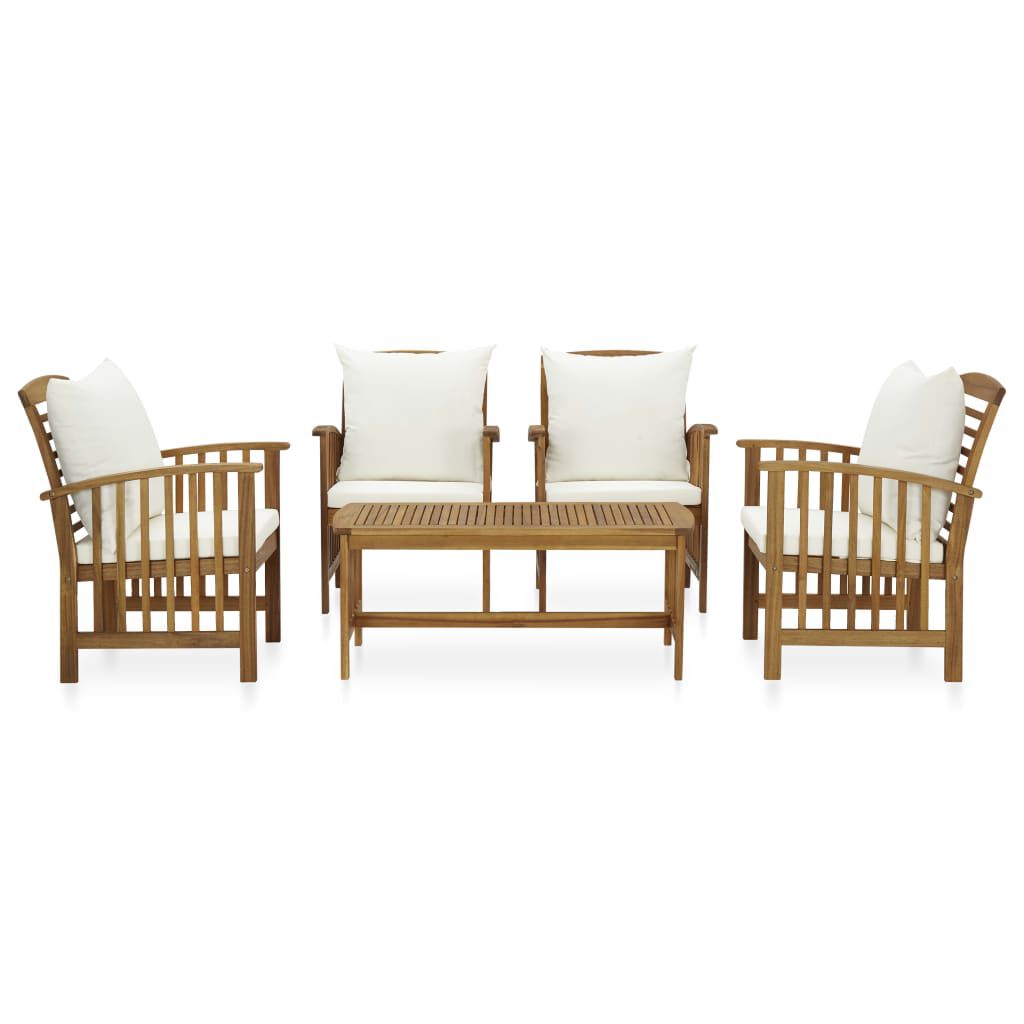 vidaXL 5 Piece Garden Lounge Set with Cushions Solid Acacia Wood (310255+2x310257)