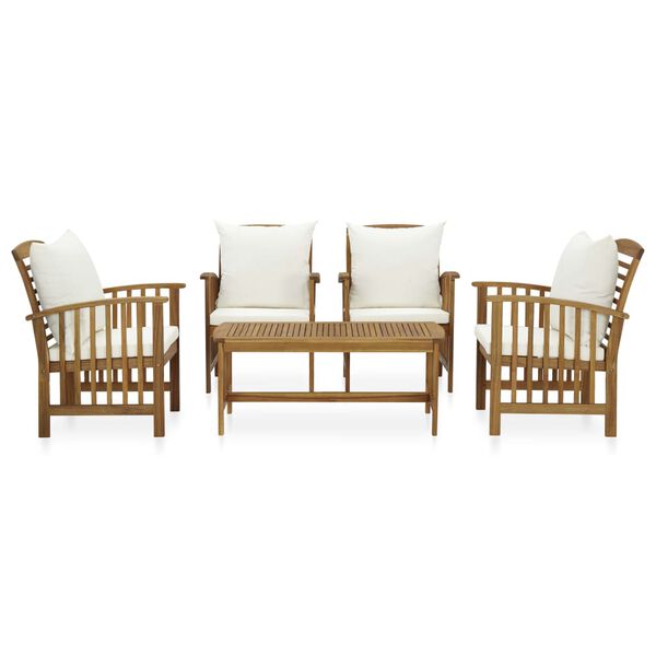 vidaXL 5 Piece Garden Lounge Set with Cushions Solid Acacia Wood (310255+2x310257)