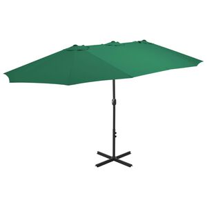 vidaXL Garden Parasol with Aluminium Pole 460x270 cm Green