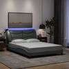 vidaXL Bed Frame with LED without Mattress "Hvar" Light Grey 137x190 cm Fabric