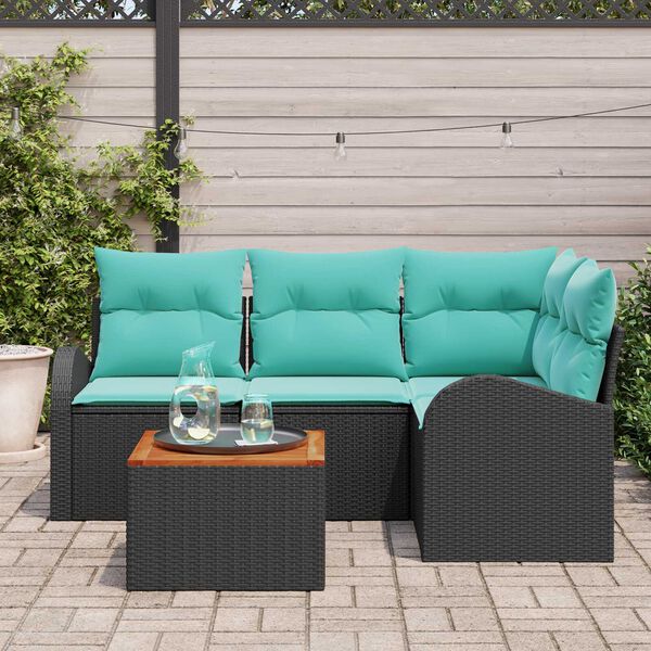 vidaXL Garden Sofa Set 5 pcs Black, turquoise