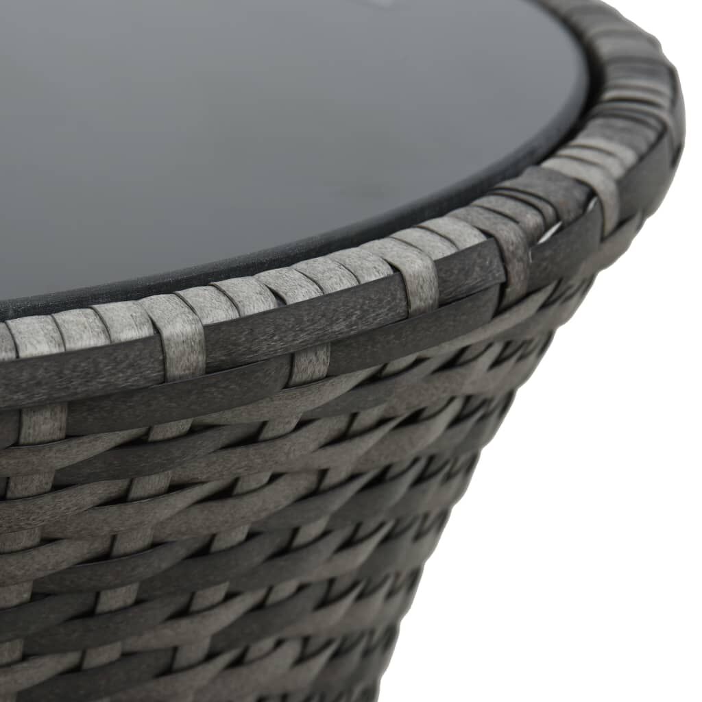 vidaXL Garden Side Table Drum Shape Grey Poly Rattan