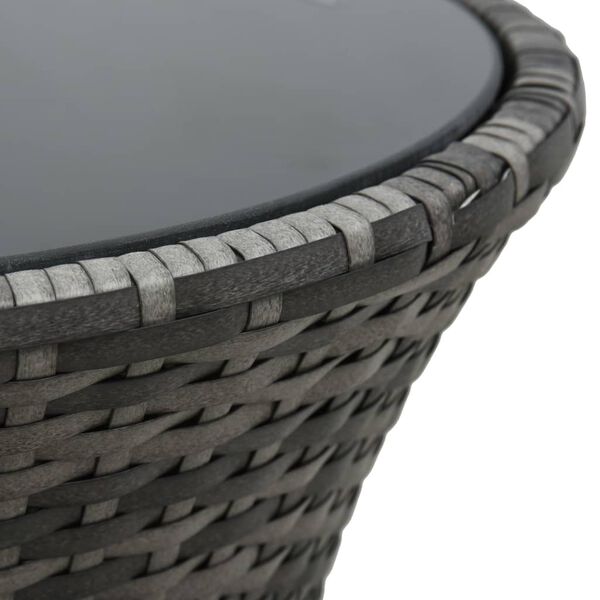 vidaXL Garden Side Table Drum Shape Grey Poly Rattan