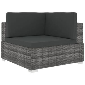 vidaXL Sectional Corner Chair with Cushions Poly Rattan grey