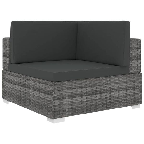 vidaXL Sectional Corner Chair with Cushions Poly Rattan grey