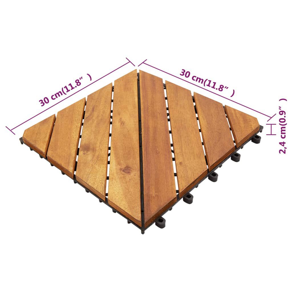 vidaXL Decking Tiles 20 pcs Brown 30x30 cm Solid Wood Acacia