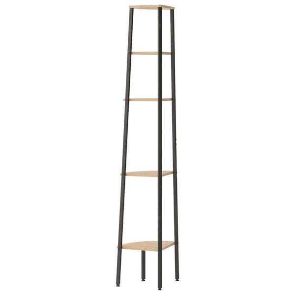 vidaXL 5-Tier Corner Shelf Light Brown and Black 45.5x31.5x180 cm
