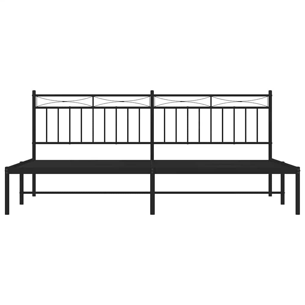 vidaXL Metal Bed Frame without Mattress with Headboard Black 193x203cm