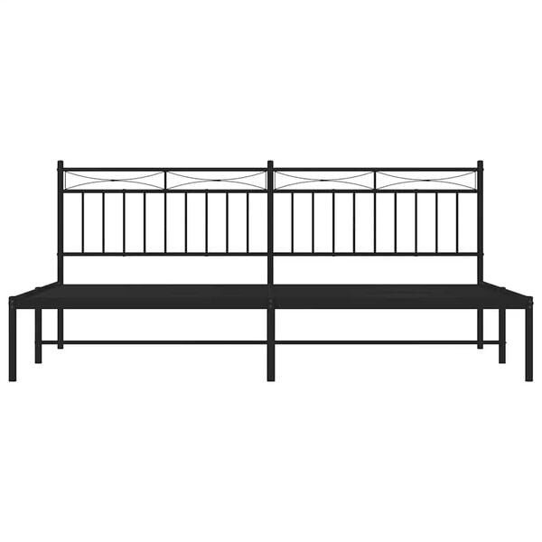 vidaXL Metal Bed Frame without Mattress with Headboard Black 193x203cm