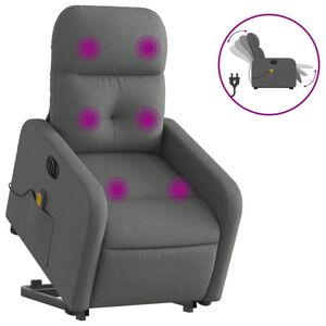 vidaXL Electric Stand up Massage Recliner Chair Dark Grey Fabric