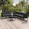 vidaXL 8 Piece Garden Lounge Set with Cushions Poly Rattan Black