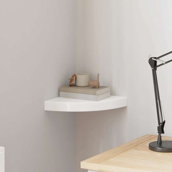 vidaXL Floating Corner Shelf High Gloss White 25x25x3.8 cm MDF