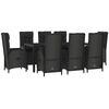 vidaXL 9 Piece Garden Dining Set with Cushions Black Poly Rattan