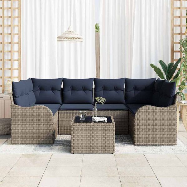 vidaXL Garden Sofa Set Grey 55 x 55 x 37 cm Poly Rattan