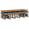 vidaXL 15 Piece Garden Dining Set with Cushions Grey Poly Rattan