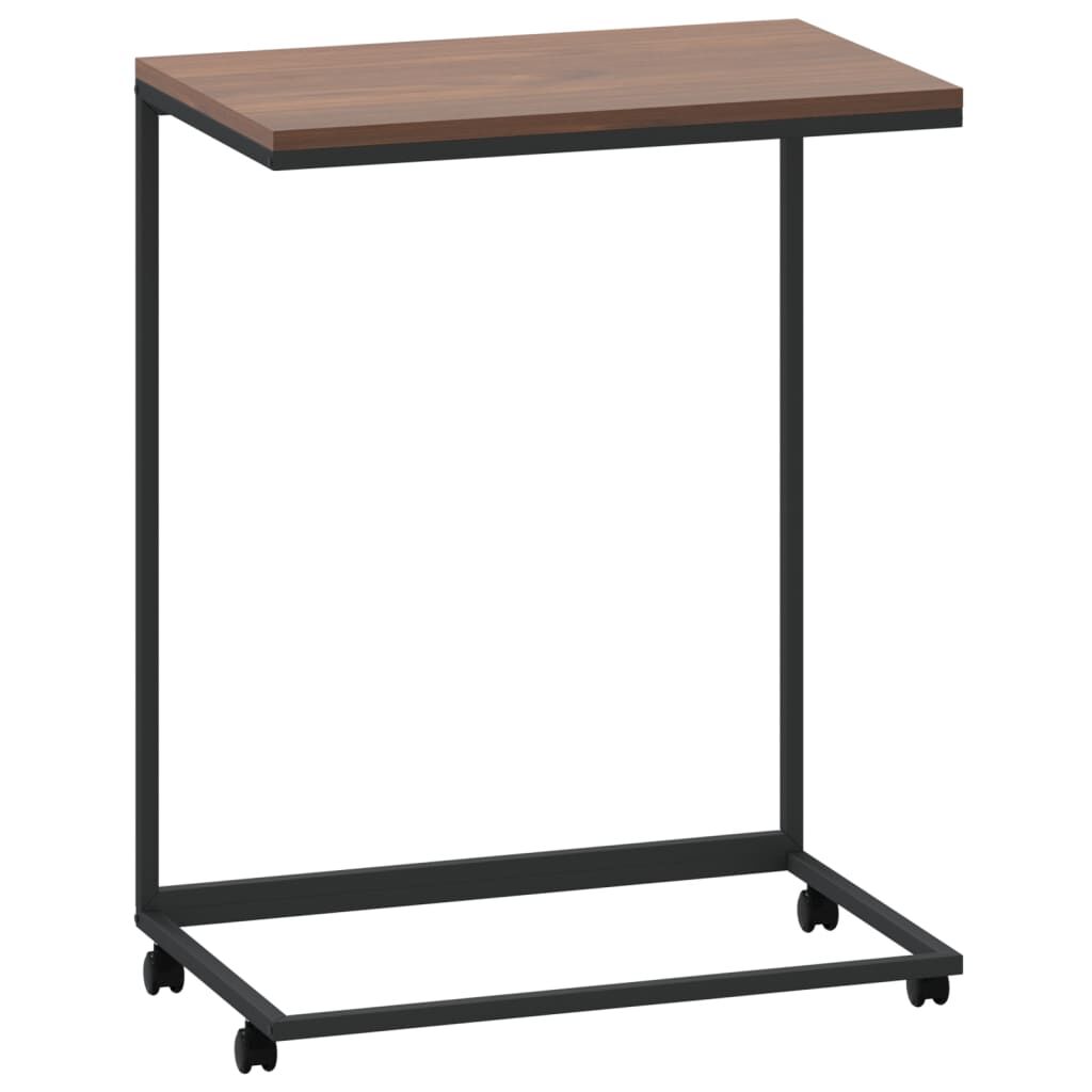 vidaXL Side Table with Wheels Black 55x35x70 cm Engineered Wood