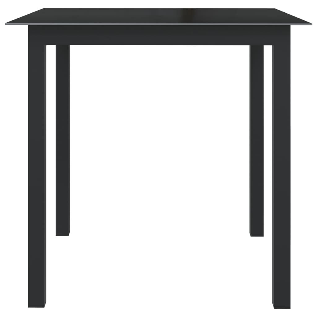 vidaXL Garden Table Black 80x80x74 cm Aluminium and Glass