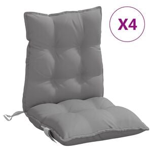 vidaXL Lowback Chair Cushions 4 pcs Grey Oxford Fabric