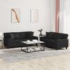 vidaXL 2 Piece Sofa Set with Pillows Black Faux Leather