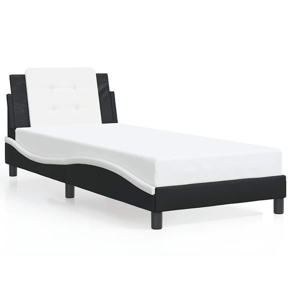 vidaXL Bed Frame without Mattress "Zadar" Black and White 100x203 cm Faux Leather