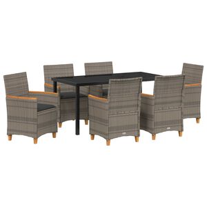 vidaXL Garden Dining Set 7 pcs Grey Poly Rattan