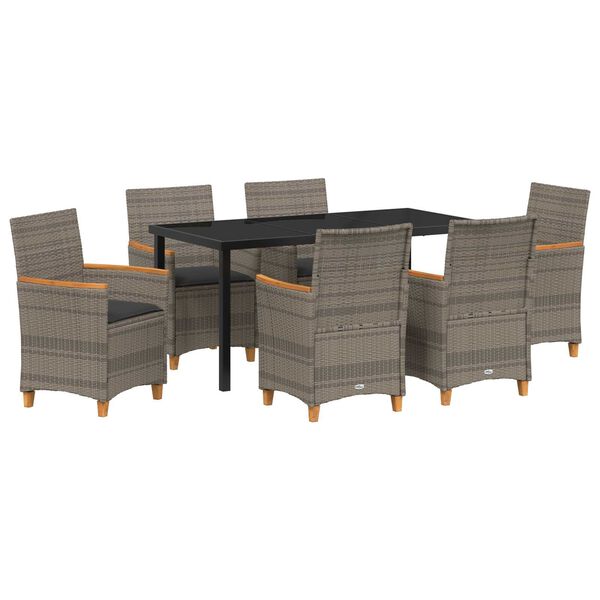 vidaXL Garden Dining Set 7 pcs Grey Poly Rattan